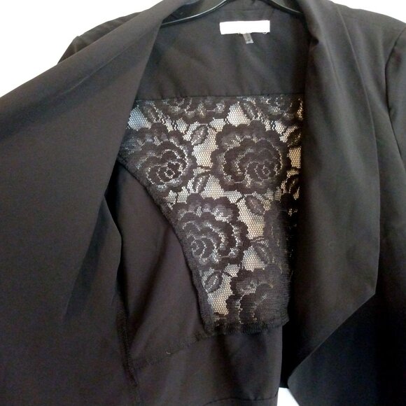 C’est Toi Lace Back Drape Jacket L Gothic Romantic Boho Chic Dark Academia Black - Picture 2 of 9